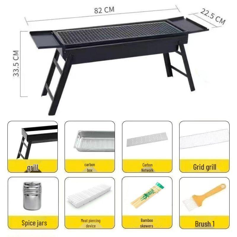 Portable Folding Charcoal Grill Set for Outdoor Camping and Barbecues