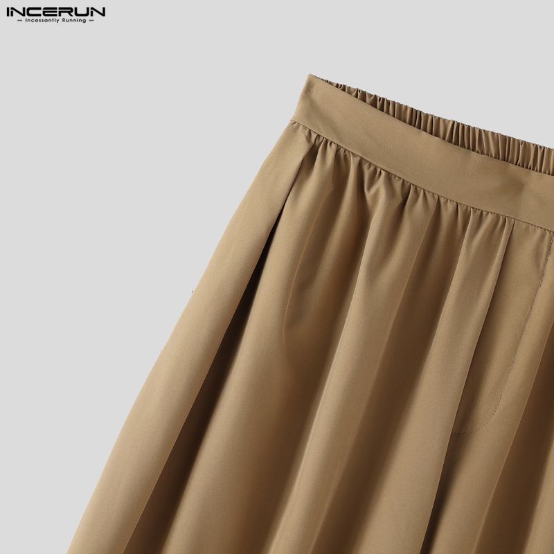 INCERUN Two Pieces Men Sailor Collar Long Sleeve Shirts Long Wide Legs Pants Sets Outfits