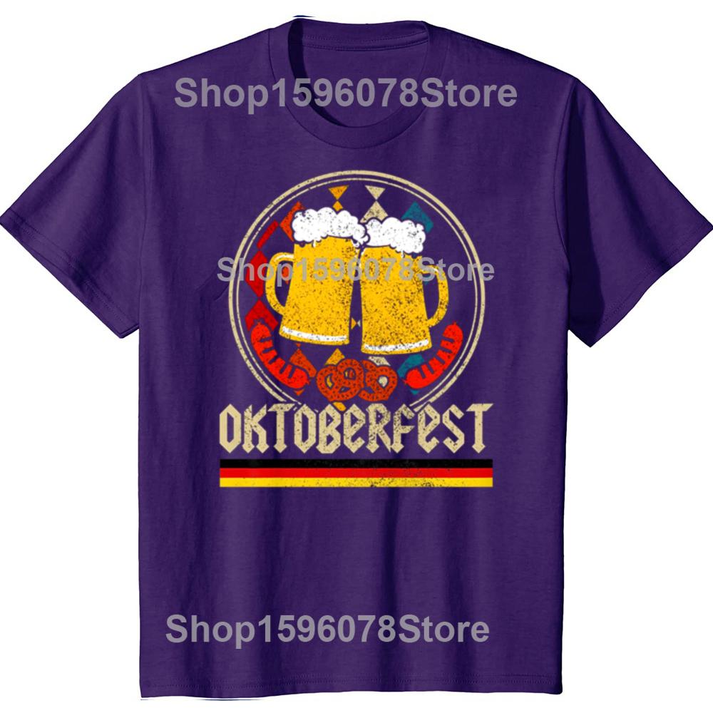 Oktoberfest Vintage Retro German Flag Munich Bavarian O-Neck Cotton T Shirt Men Women Casual Short Sleeve Tee Shirt