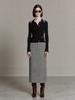 Muse Sophia Tweed Wool Long Skirt-Black