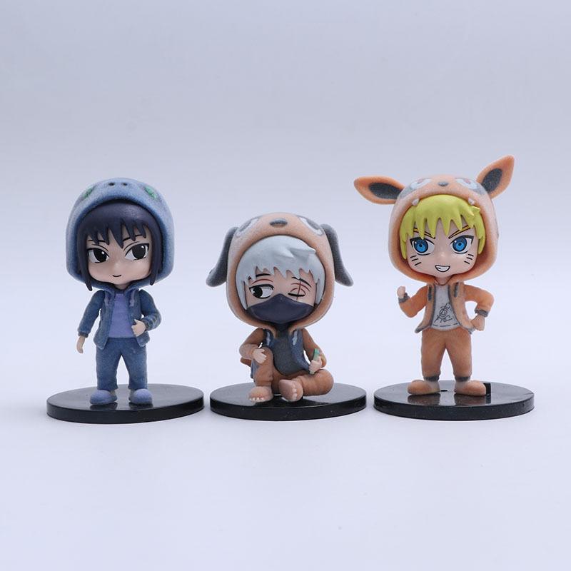 10Cm Naruto Anime Figure Plucked Hokage Tailed Beast Dress Up Naruto Action Figure Q Version Kakashi Figurine Pvc Collection Mod