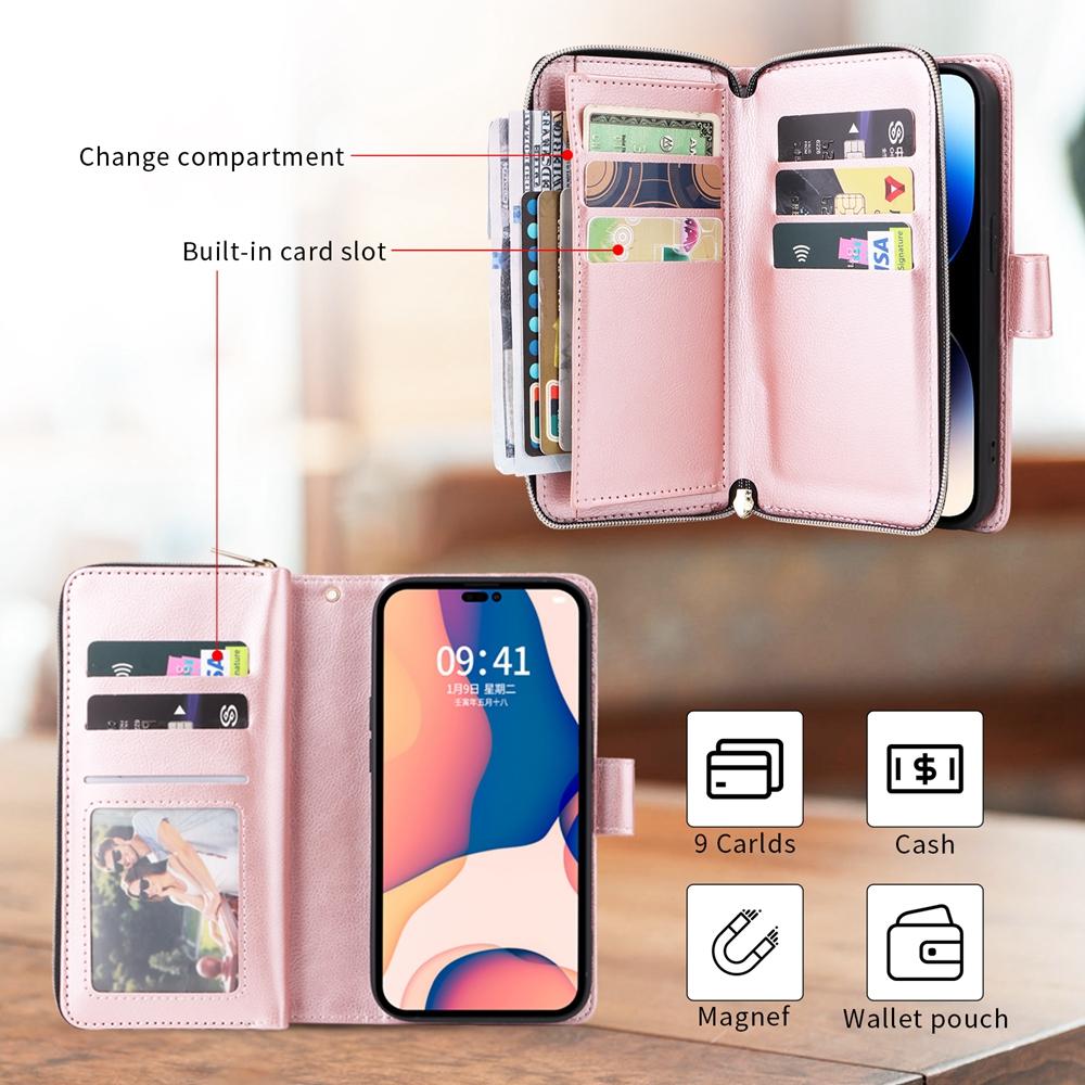 Reißverschluss Riemen Leder Geldbörse Hülle Ständer Klapphülle Für Für Samsung A55 A35 A56 A15 5G S26 S25 Ultra S24 S23 S22 Plus Handyhülle