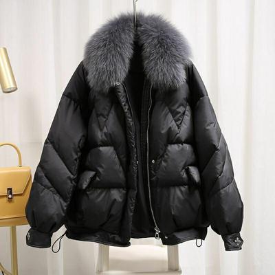 Large Size Women's Clothing Fat Sister Winter Cotton-padded Clothing Loose Glossy Down Cotton-padded Jacket