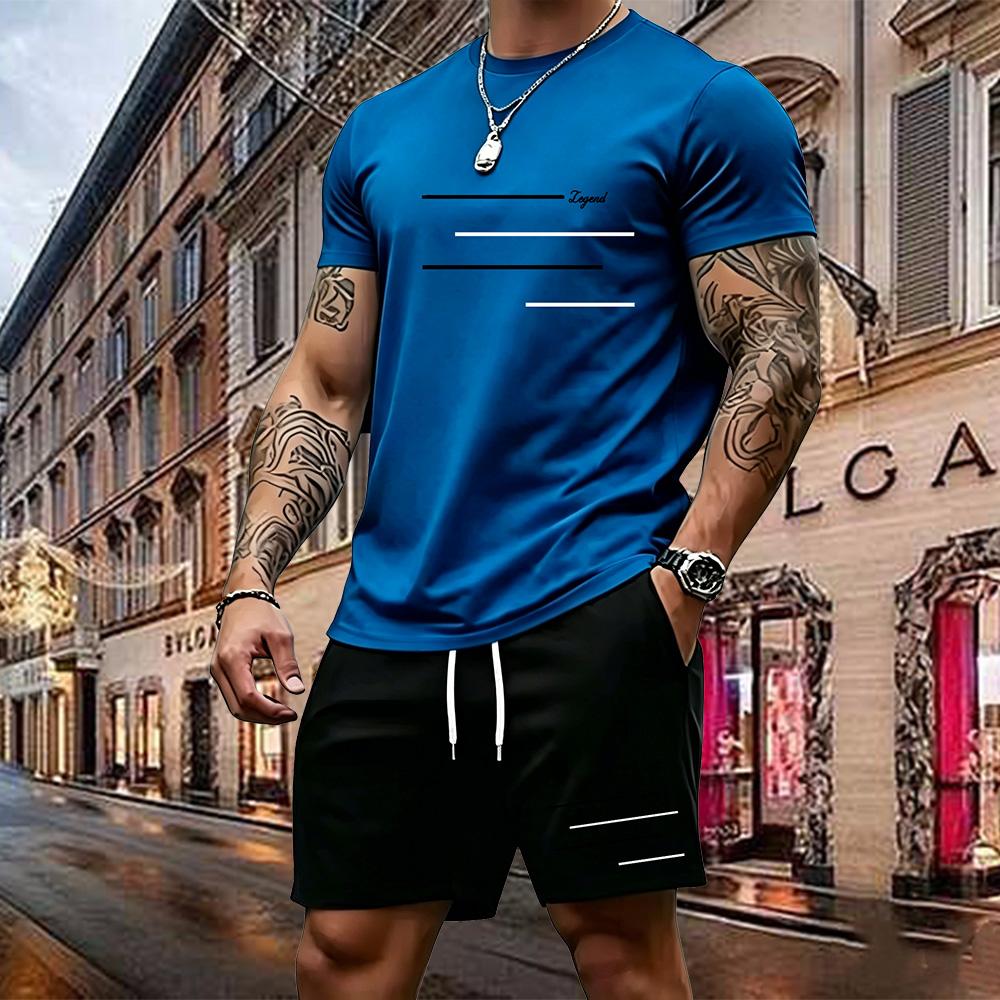 Men's Two-piece Sportswear Short-sleeved T-shirt and Pants Set Running and Fitness Sportswear Summer 2026 Big Discount
