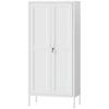 Steel Office Cabinet With 3 Adjustable Shelves Lock And 2 Keys 80x40x175 Cm White