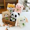 Cute Soft Cute Table with Doll Bear Pig Cat Rabbit Plush Doll Toy Soothing Cure Female Birthday Gift