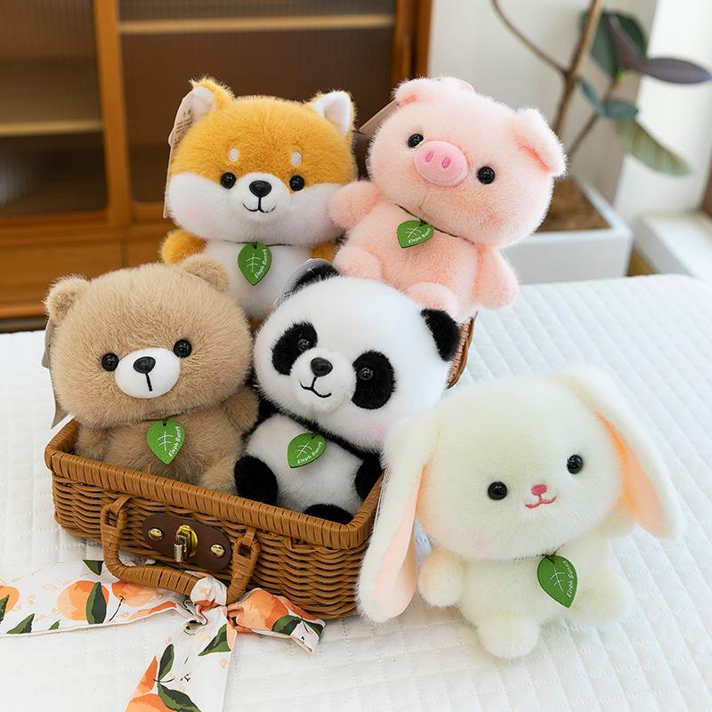 Cute Soft Cute Table with Doll Bear Pig Cat Rabbit Plush Doll Toy Soothing Cure Female Birthday Gift