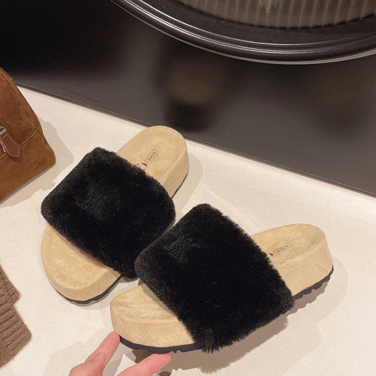 

Platform Plush Shoes Women s Outdoor 2025 Autumn Winter New Warm Cotton Slippers Comfortable Indoor Non Slip Slippers 35 чёрный
