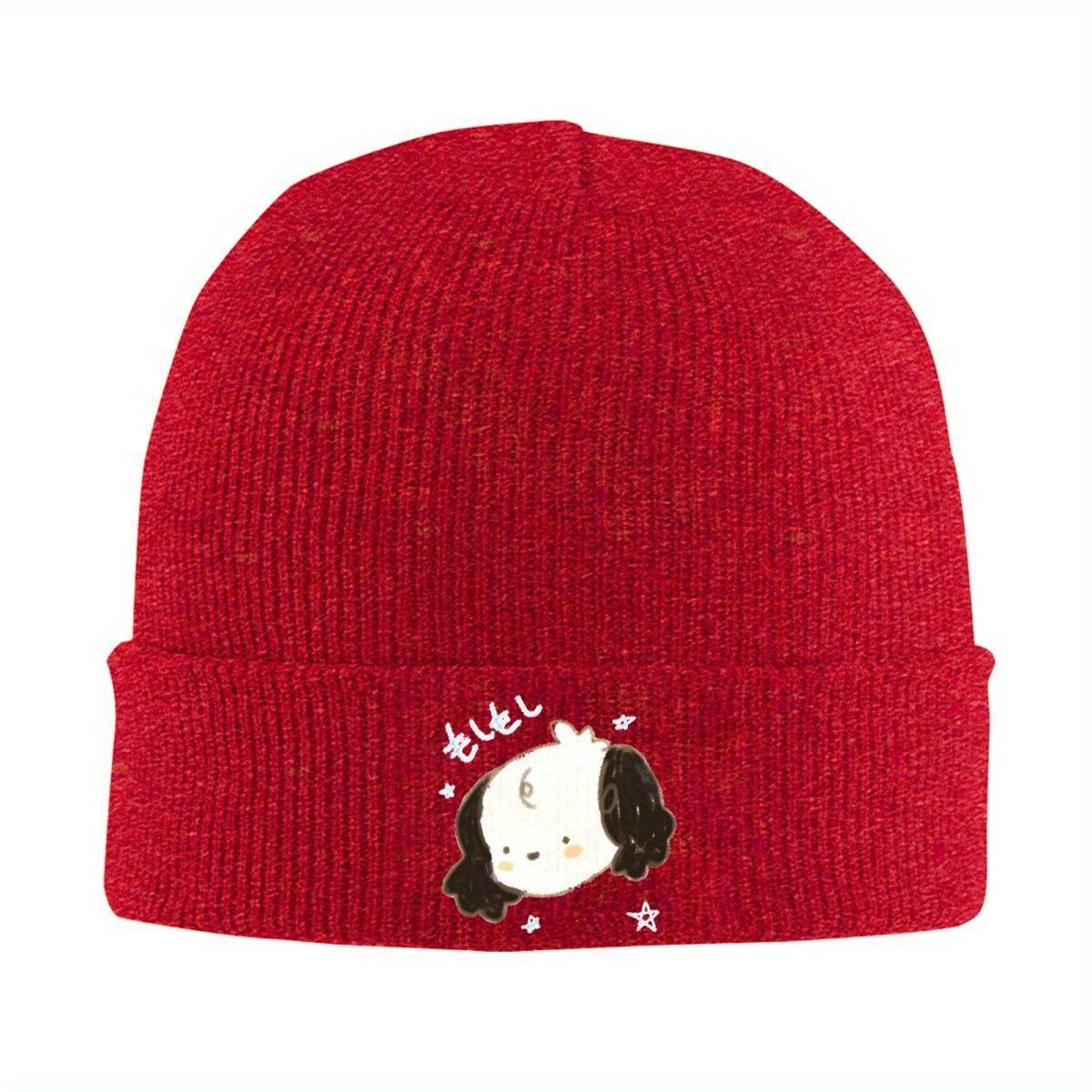 Moshi Moshi Pochacco Шапки-бини Вязаная шапка Взрослая Унисекс Винтажная Теплая Эластичная Шапка-бини Осенняя K-pop Дизайн Кепка