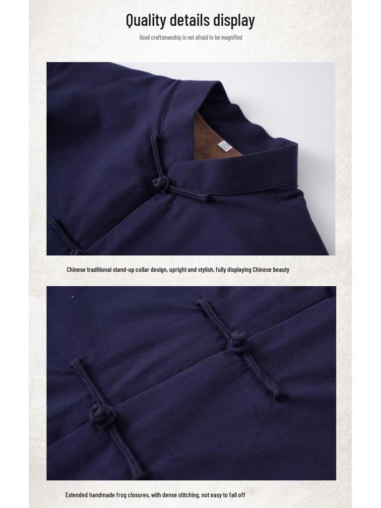 Men’s Winter Cotton Padded Tang Suit Jacket - Chinese Style Stand Collar for Middle-aged and Elderly