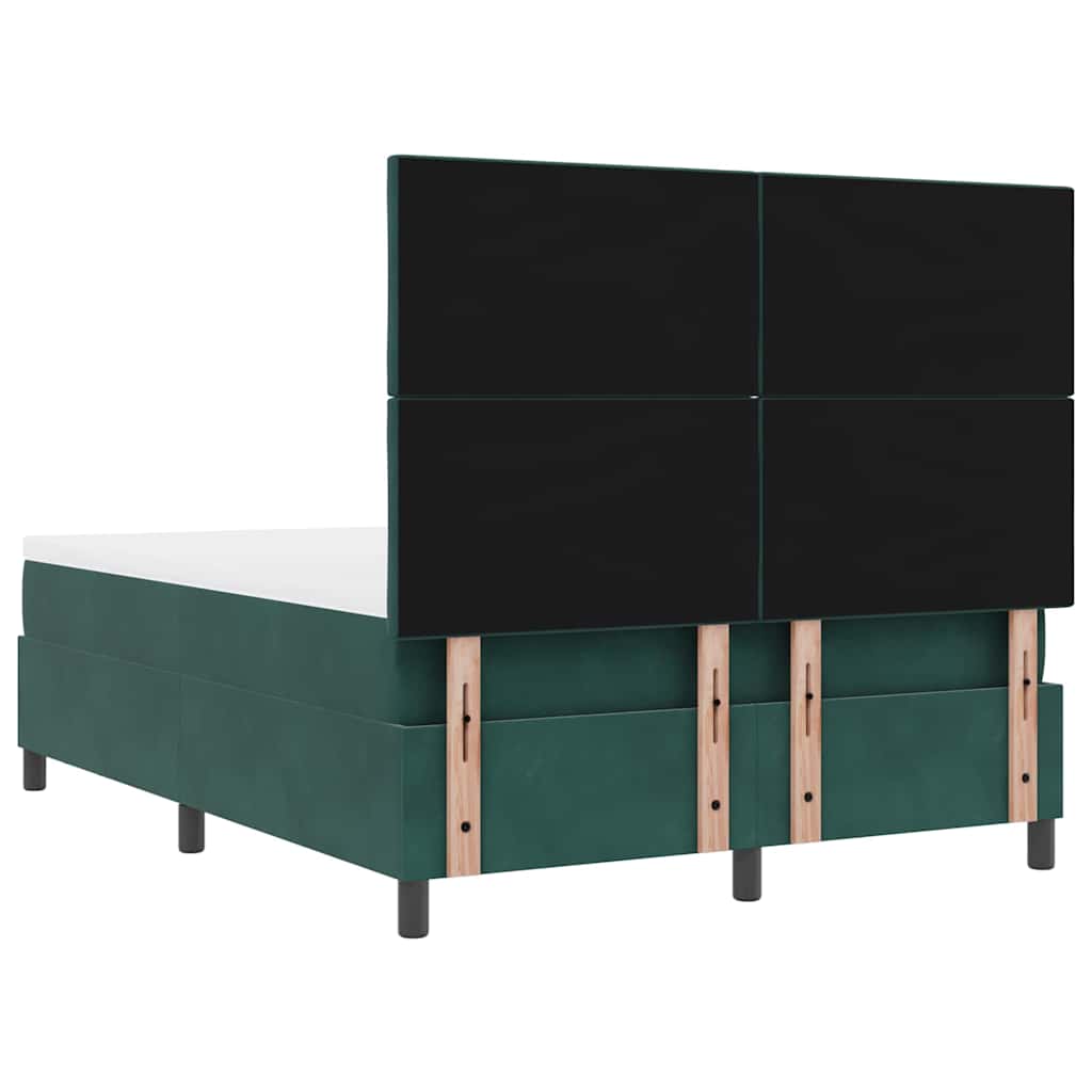 Box Spring Bed with Headboard Dark Green 190 x 140 cm Velvet