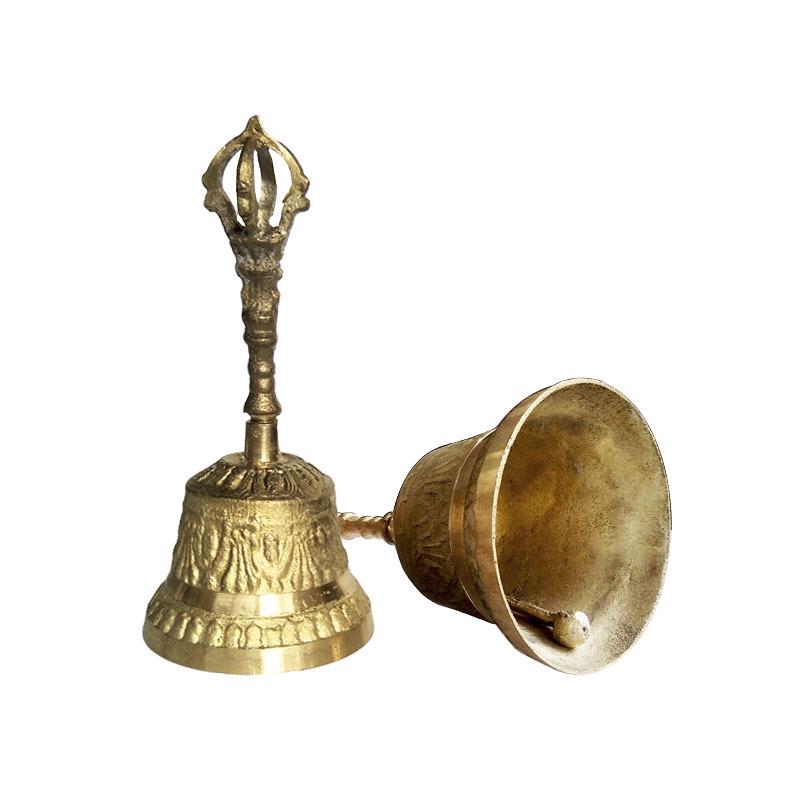 "Brass Hand Rattle with Five Bells for Home or Shop Use"