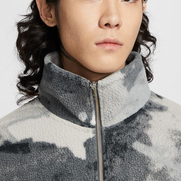 Nike Fleece Tops Men's Gray Lapel Moderate HV3542-068