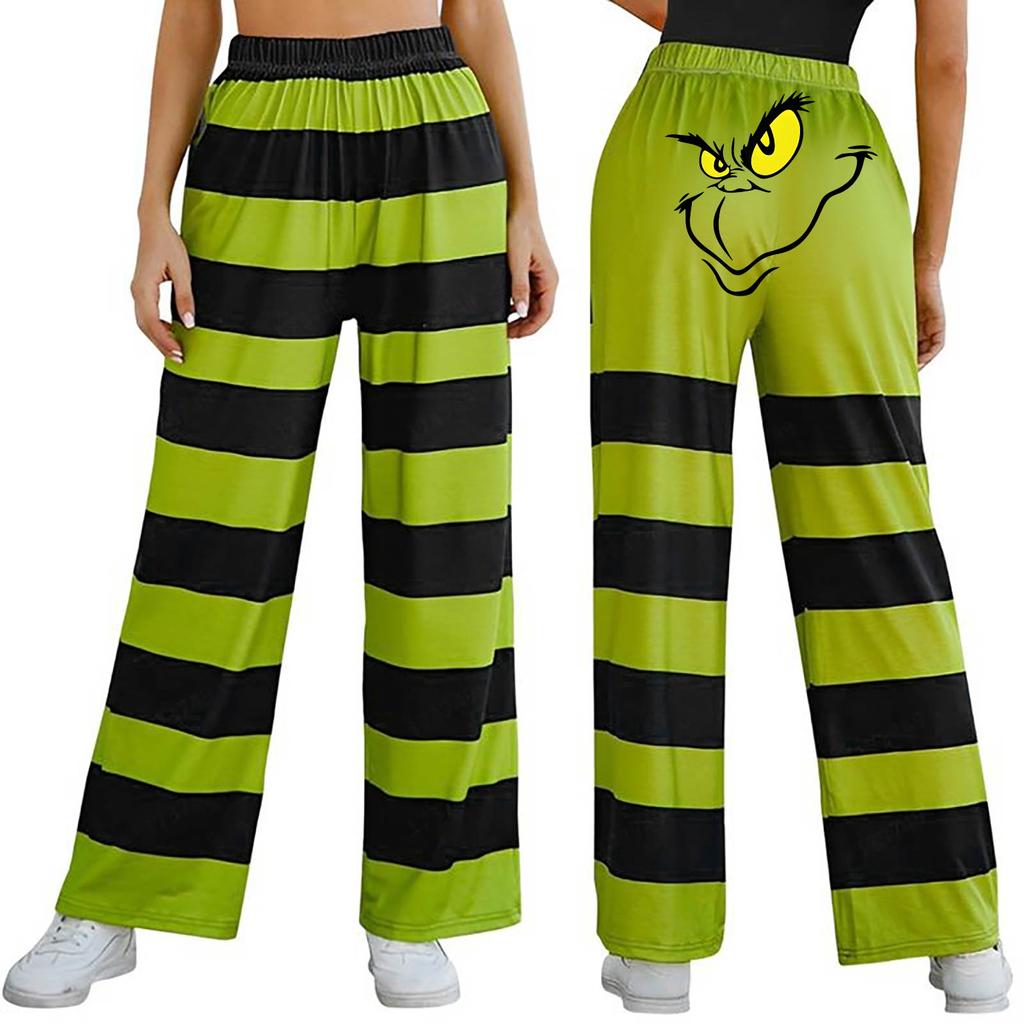 Women's Casual Fashion Christmas Print Elasticated Waist Trousers Pants