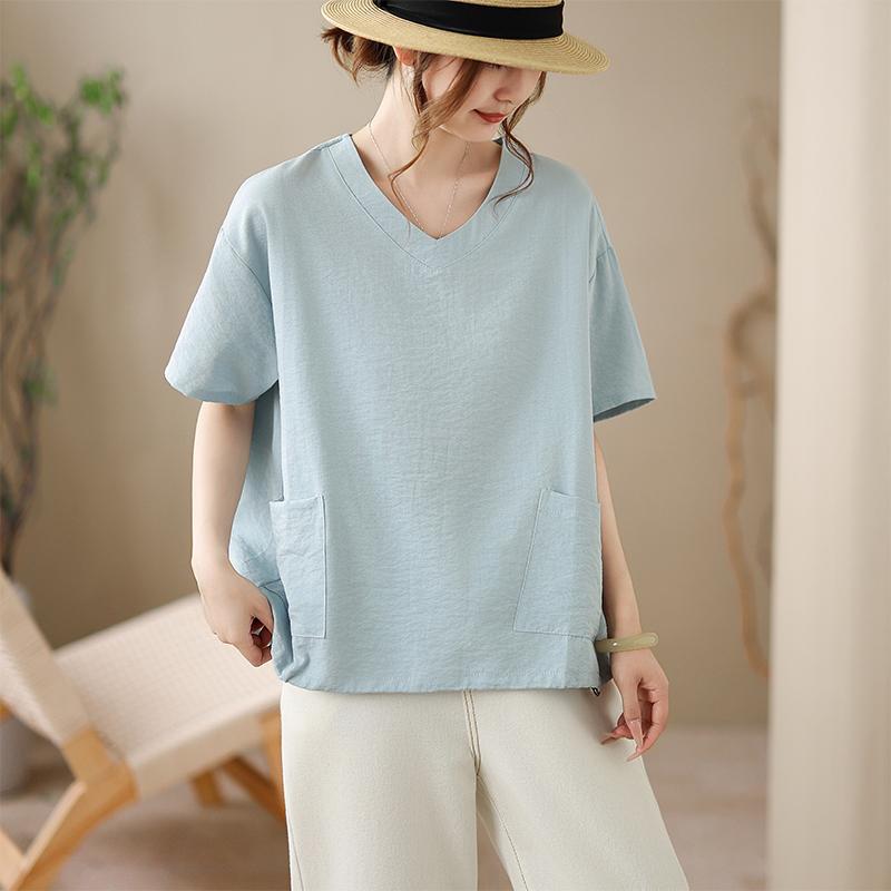 DIMANAF 2026 Plus Size Summer Women T-Shirts Casual Lady Tops Tunic Shirt Oversize Loose Tees Cotton Solid