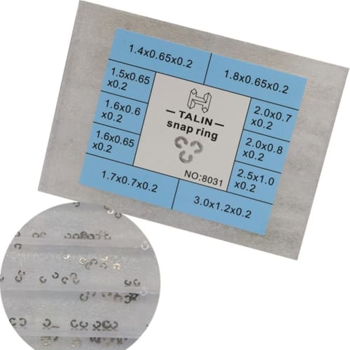 2023 150Pcs Assorted 10 Sizes Chronograph Watch Pusher Button Clips Circlip Snap Ring with Plastic Box