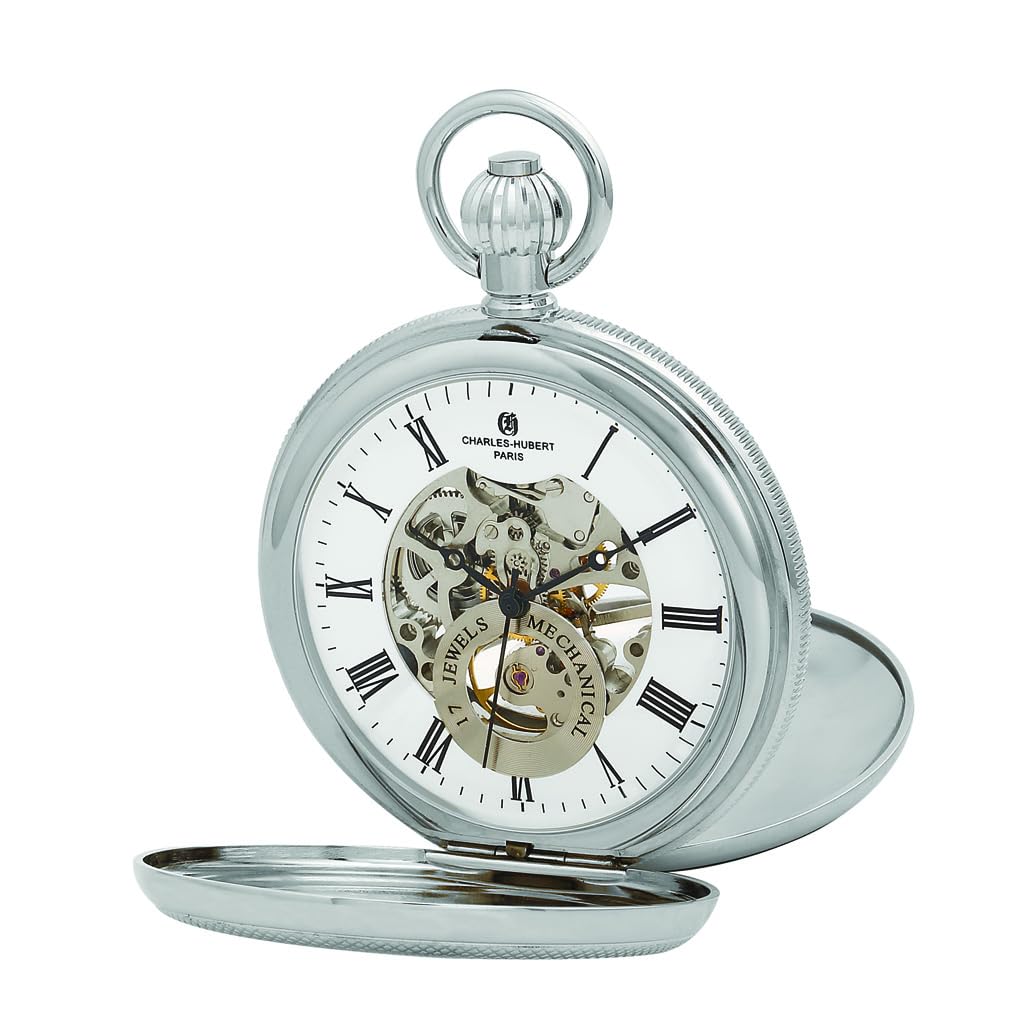 

Pocket Watch Mechanical Manual Winding Skeleton DWA053 [Charles Hubert] Men s срібний