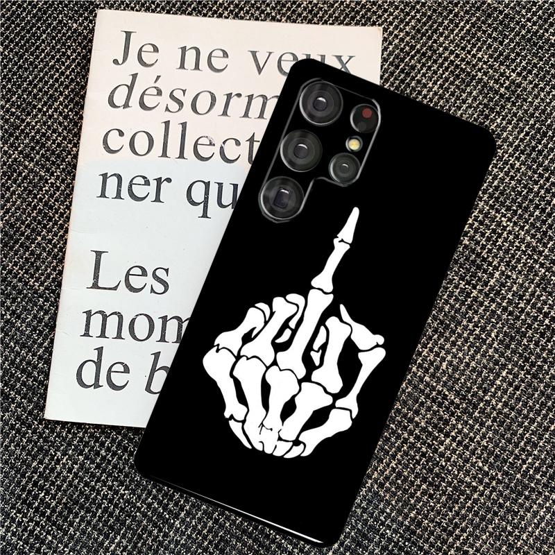 Skeleton Middle Finger Case For Samsung Galaxy S25 S24 Ultra S20 S21 S22 S23 Ultra S9 S10 Plus S25 FE Back Cover