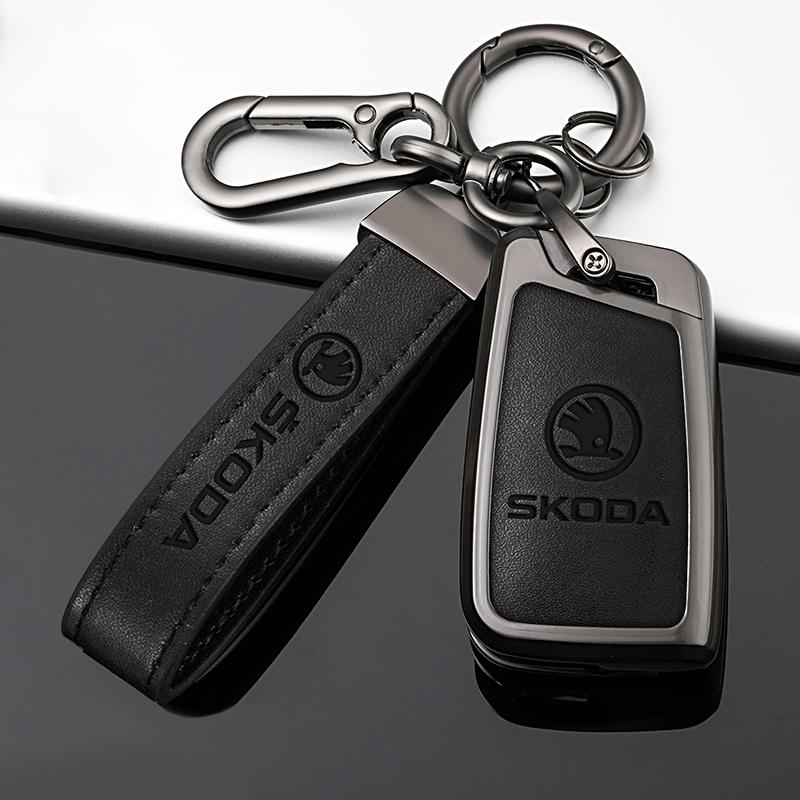 DAYB7 Car Flip Remote Key Fob Case Cover For Skoda Octavia A5 A7 Fabia Superb Kodiaq Karoq Protector Shell Bag Keychain Accessories