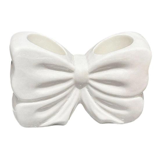 Bathroom Storage Cup 3D Printed Bow Toothbrush Holder, Adhesive with Dual Holes for Girls Style Holder & Toothpaste, Cute Organizer Decor, Minimalist