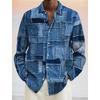 Herren Geometrisches Color Block Hemd Button-Up Hemd Langarm Mode Lässig Urlaub Umlegekragen 3D-Druck Polyesterhemden