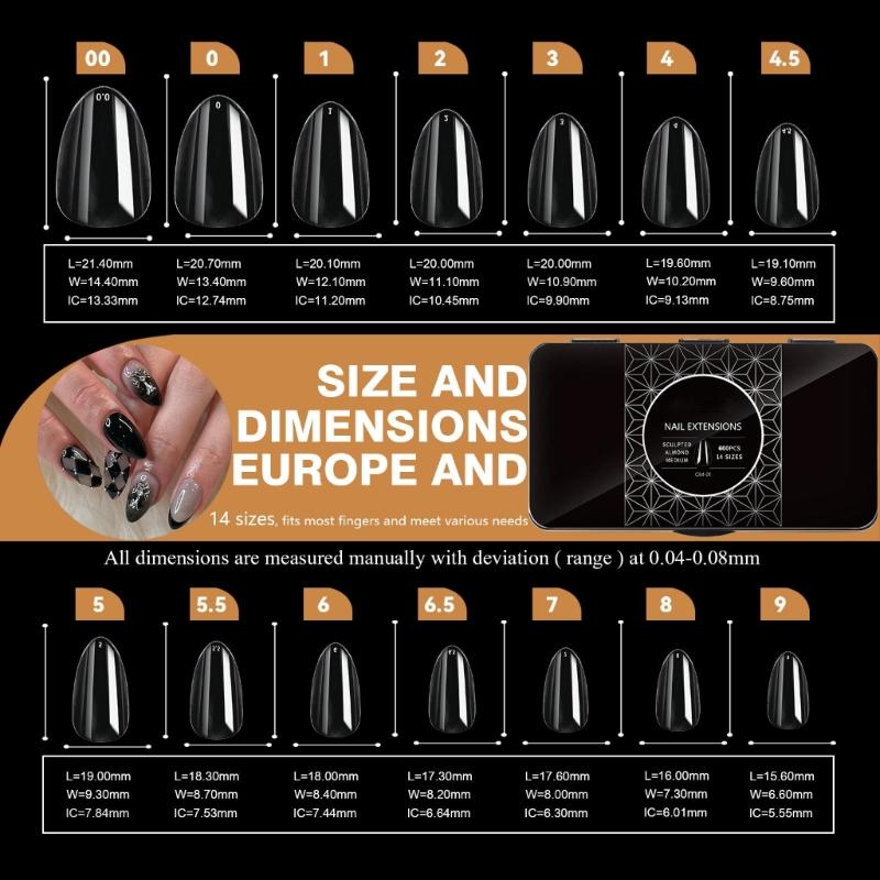 Clear Gel Nail Tips DIY Nail Extensions Transparent False Nails Art Decoration Long-Lasting Perfect for DIY Nail Art