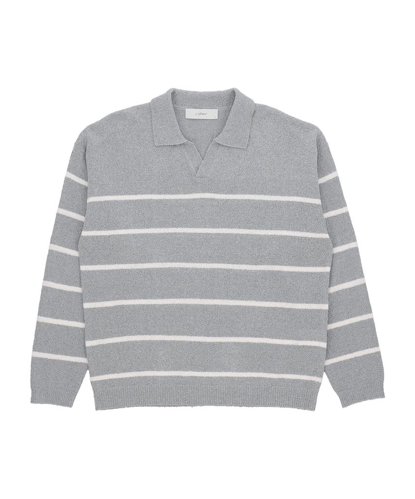 W STANDARD Pinstripe Collared Pullover [3 Colors]