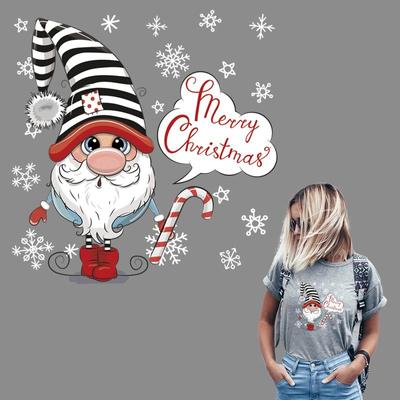 Naprasowanki świąteczne krasnale Diy prasa termiczna aplikacje na ubrania naklejki bluzy Parches Ropa żelazko na plastry