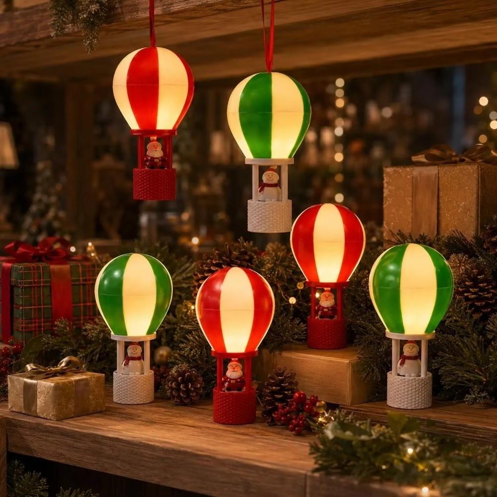 Luminous Hot Air Balloon Ornament Snowman LED Night Light Christmas Hanging Decoration Home