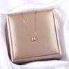 French Chic 3D H Pendant Choker Necklace for Women - Stainless Steel Clavicle Chain, Niche Design, Autumn Collection