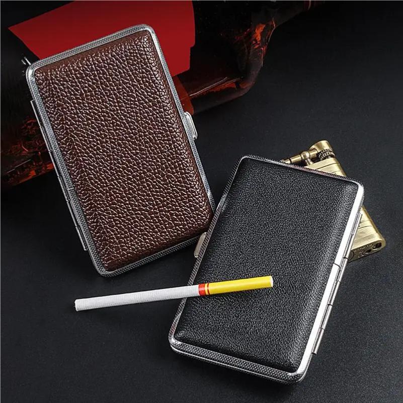 Leather Cigarettes Case Creative Classic 20-piece Pocket Box Cigarettes Storage Reusable PU Leather Cigarettes Container