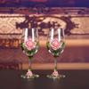 Superior Enamel Peony Glass Crystal Champagne Cup Set Goblet Glasses Glasses of Wine Wineglass Luxury Glass Cups Vintage Whiskey