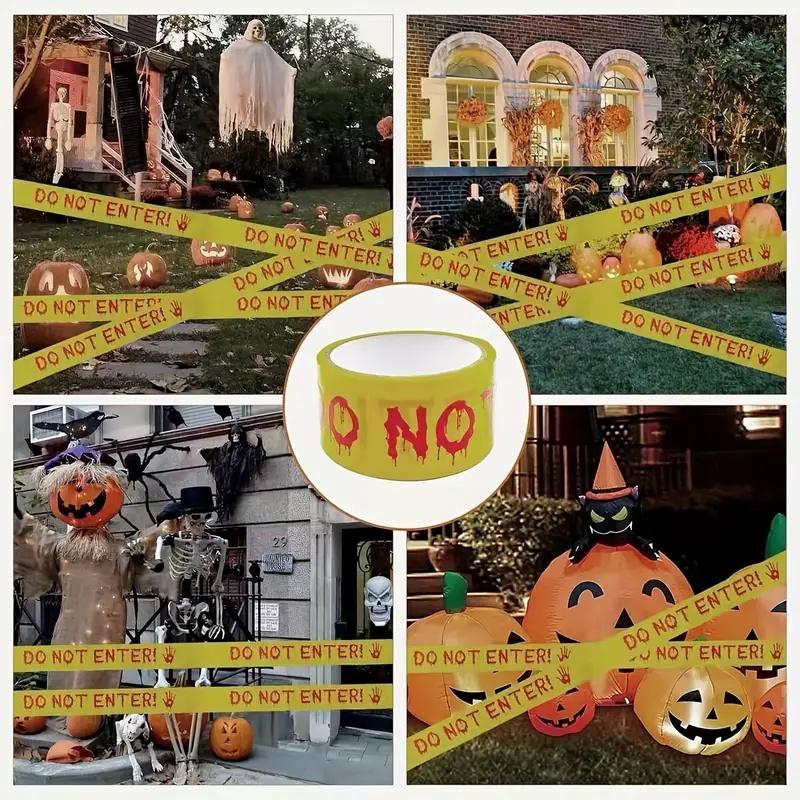 Halloween Decorations Caution Tape,Do Not Enter Scary Caution Tape Roll Outdoor Spooky DIY Decorative Accessory 1Pc