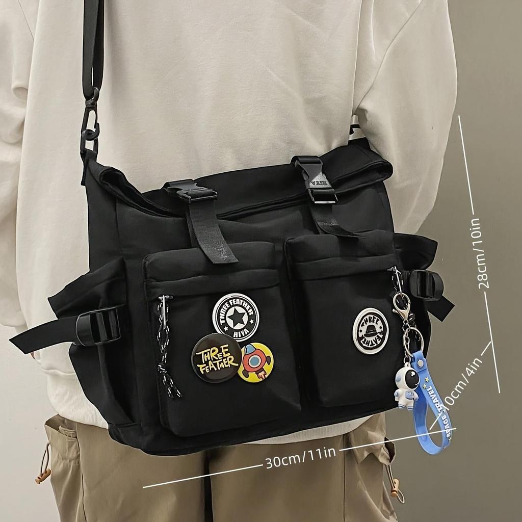 1pc Men's Trendy Nylon Shoulder Bag, Large Capacity Casual All-match Messenger Bag