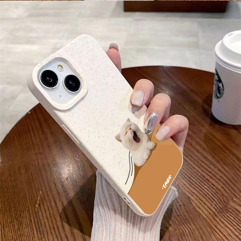 

Зевающий Белый Пес Матовый Противоударный Чехол для Телефона для iPhone 15/16 Pro, XS/XR. iPhone 16 Pro Max