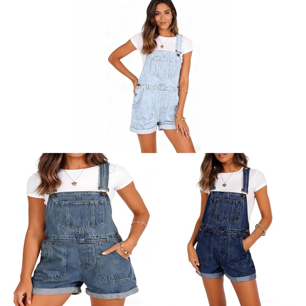 Denim Jumpsuit Mit Hoher Taille Und Verkürzten Hosen Für Lässigen Street Style
