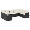 9 Piece Garden Sofa Set with Cushions Black Poly Rattan