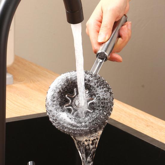Pot Brush Rust-Proof Stainless Steel Scrubber with Ergonomic Non-Slip Handle Pots Pans Grills Ovens Cleaning Brush Stubborn Stain Remover