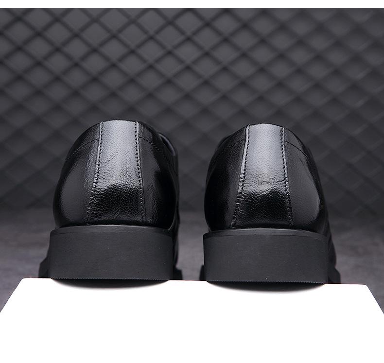 New Men's British Style Genuine Sheepskin Leather Breathable Derby Shoes - Business Formal Footwear