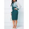 Plus Size Women's Lace Long Sleeve Bodycon Dress Elegant High Waist Patchwork Midi Office Dress