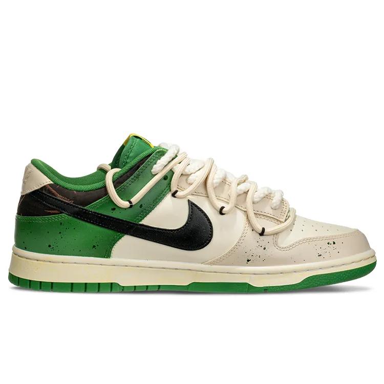 Nike Dunk Leather Slip Resistant Cushioning Abrasion Resistant Low top Skateboard Shoes Men's Beige Green (Unisex) Skate Shoes