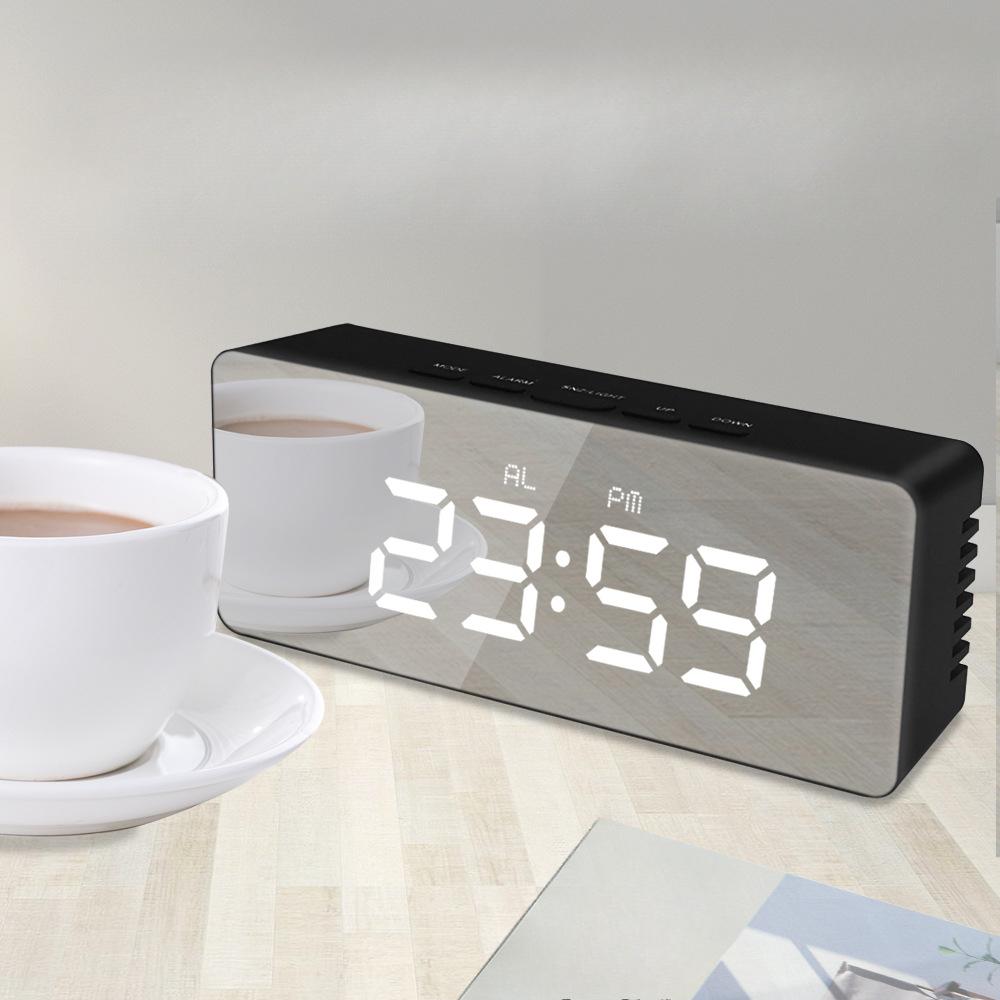 Simple Ins Style LED Digital Mirror Alarm Clock Desktop Small Alarm Clock Student Special Children's Electronic Clock