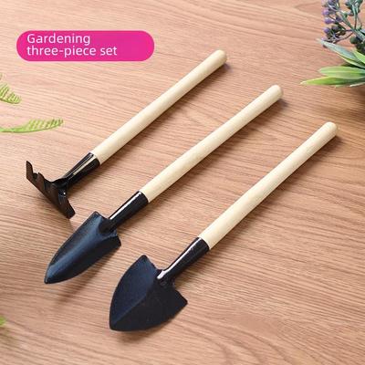 Three-Piece Mini Gardening Tool Set: Multi-Function Shovel, Rake, and Spade for Household Plant Care.