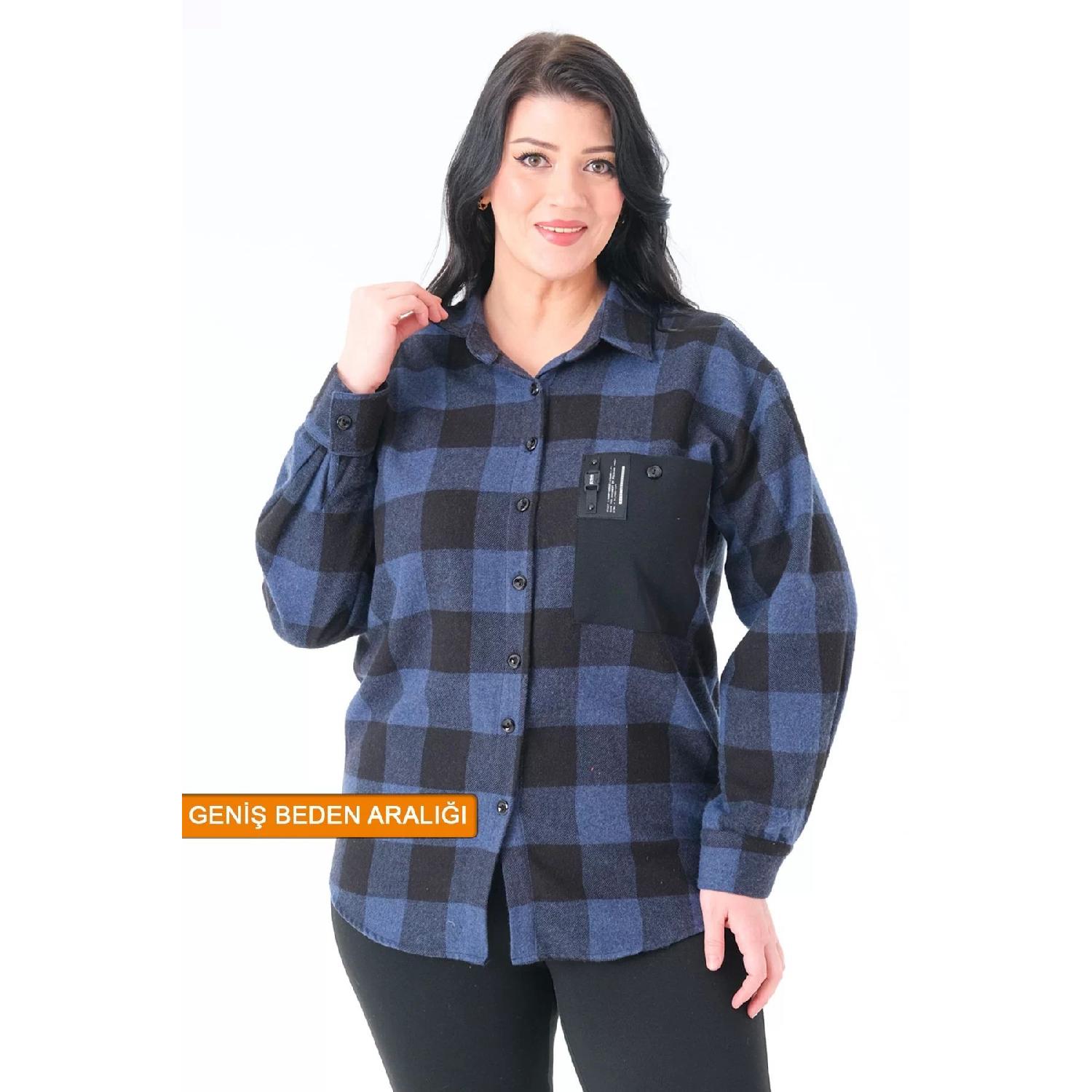 

Plaid Oversize Woven Plus Size Lumberjack Shirt 44 индиго