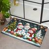 Winter Christmas Snowman Pattern Rug Bedroom Hallway Entrance Door Mat Non-Slip Stain-Resistant Rug Home Decor