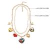 2Pcs/Set Bohemia Heart-Shaped Flower Pendant Multi-Layer Necklace For Women Summer Vacation Style Party Jewelry Neck Accessories