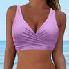 Maillot de bain Sexy pour femmes, Bikini, taille haute, couleur unie, cravate croisée, coussinet de soutien-gorge, sans soutien en acier