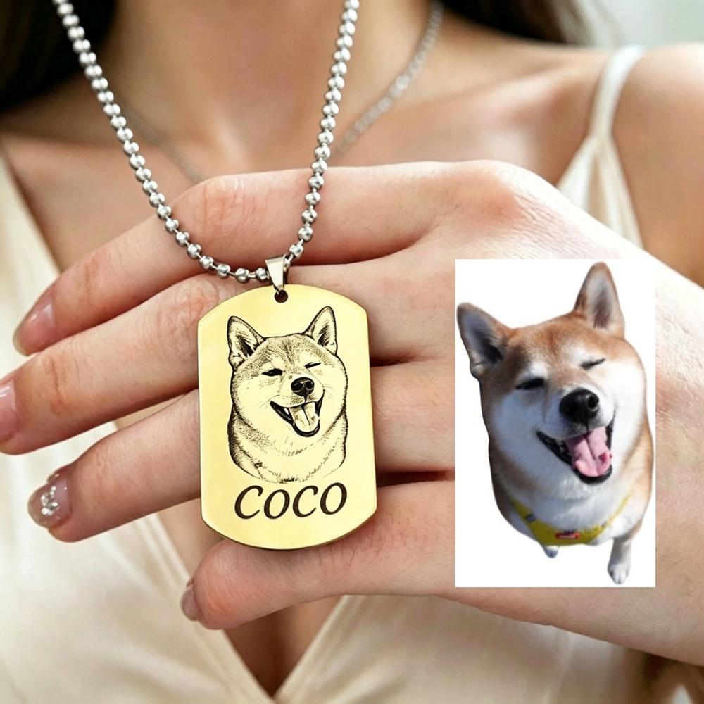 Photo Necklace Stainless Steel Engrave ID Dog Tag Army Pendant Chain For Woman Jewelry Personalized Necklace