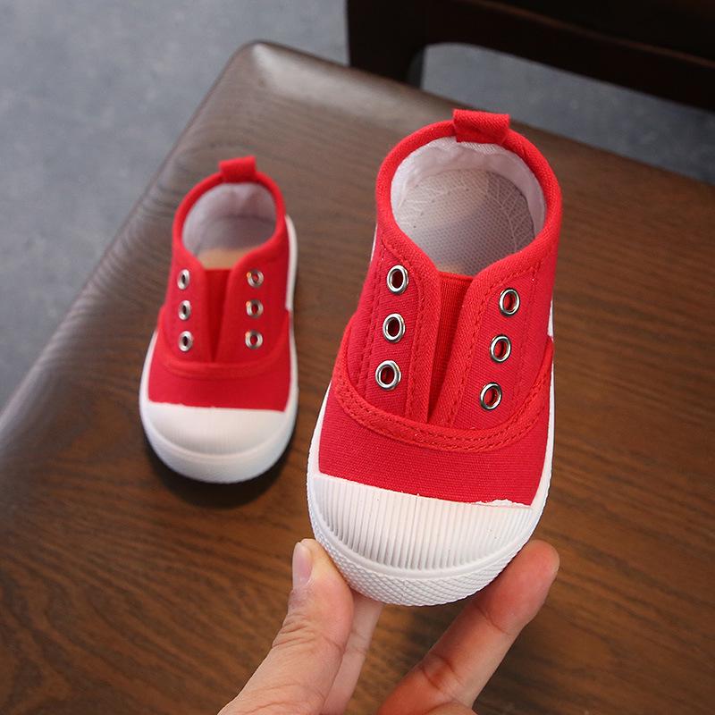 Children's Canvas Shoes with Soft Sole for Indoor Kindergarten - White Girls' Shoes