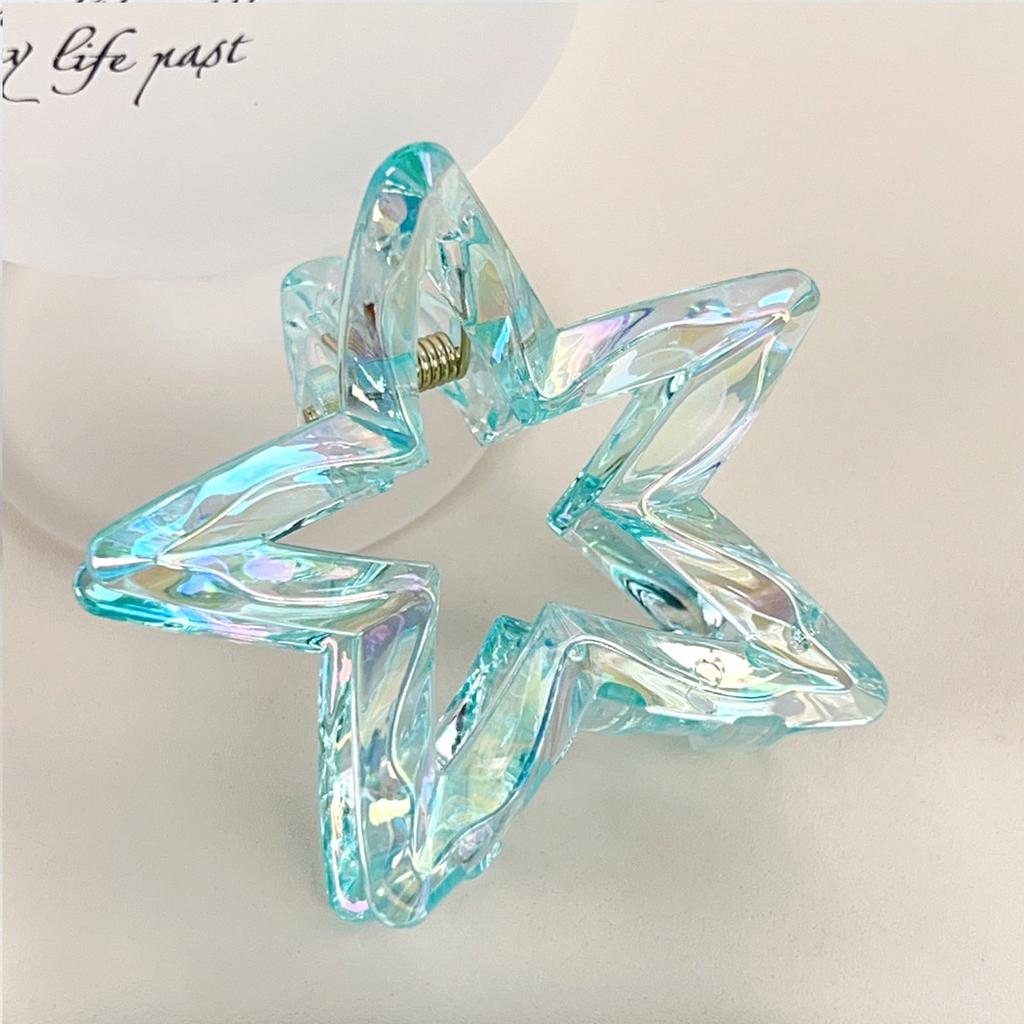 1pc Crystal Candy-colored Hair Clip Dazzling Hollowed-out Five-pointed Star Hair Clip Stylish and Elegant Hair Claw